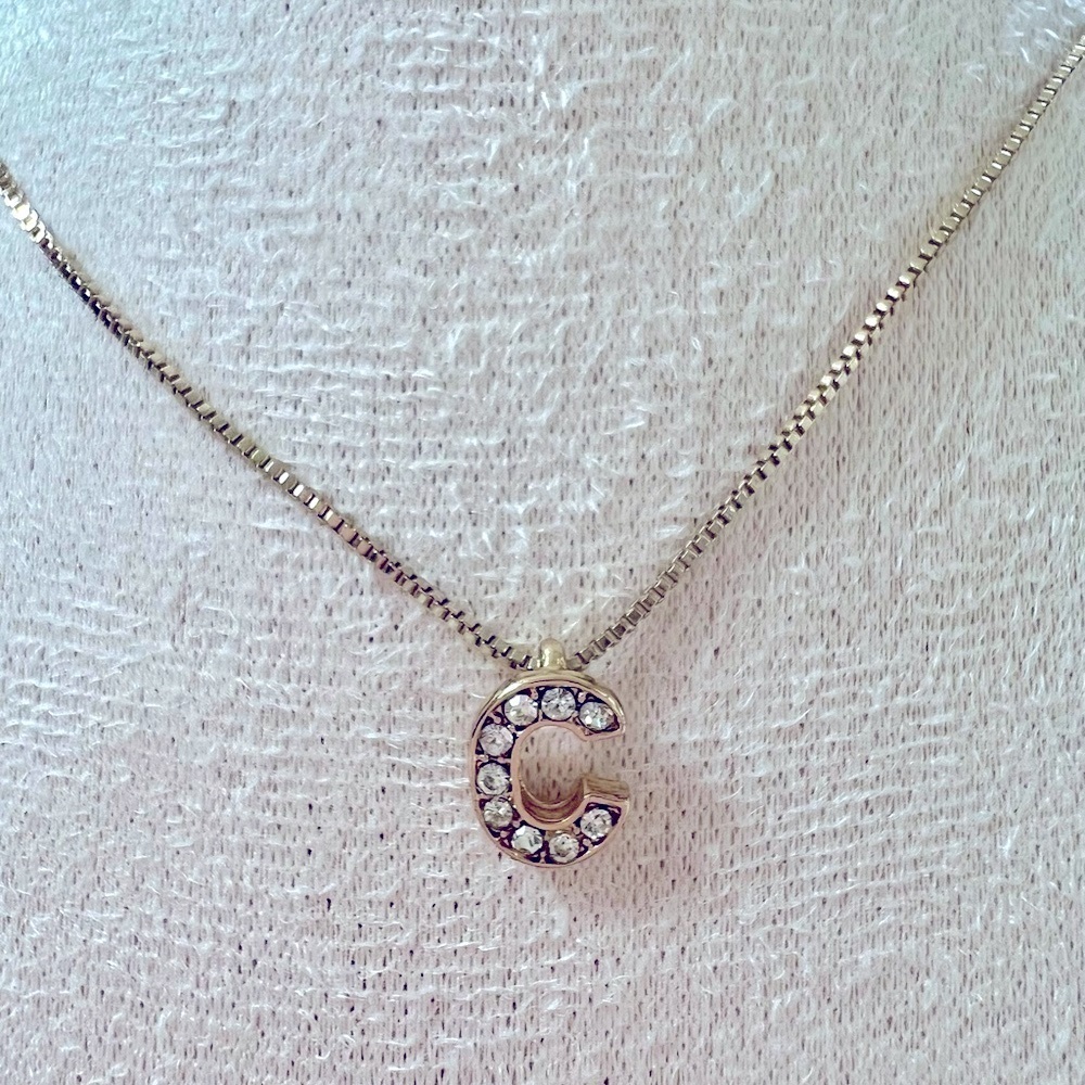 Anne Klein Gold Pave Initial “C” Necklace
